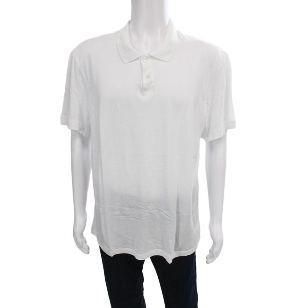 James Perse Mens Short Sleeve Collared Lightweight Polo Shirt White Size 3